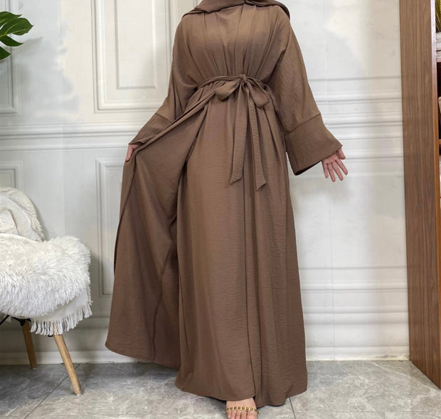 Two Piece Abaya Set-Brown