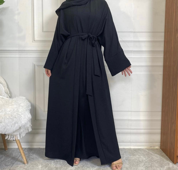 Two Piece Abaya Set-Black