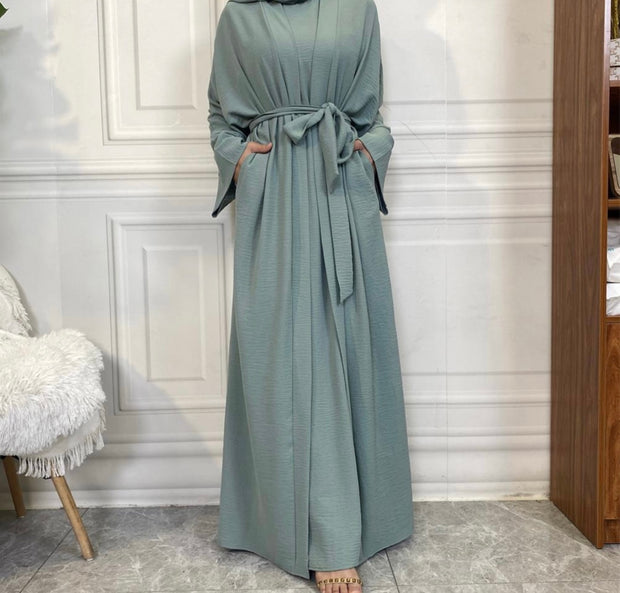 Two Piece Abaya Set-Dusty Mint