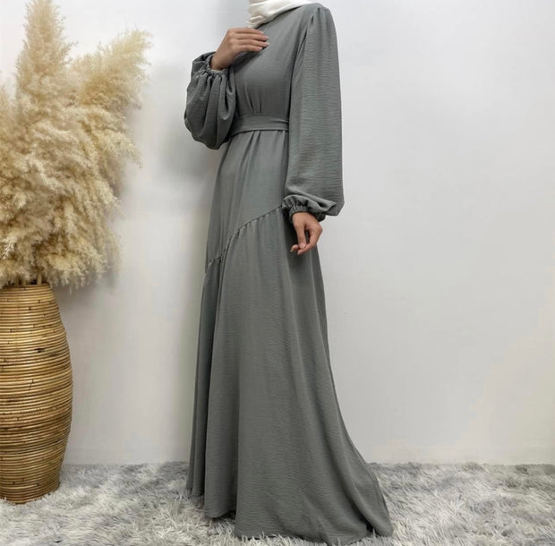 Front Ruffle Abaya-Gray