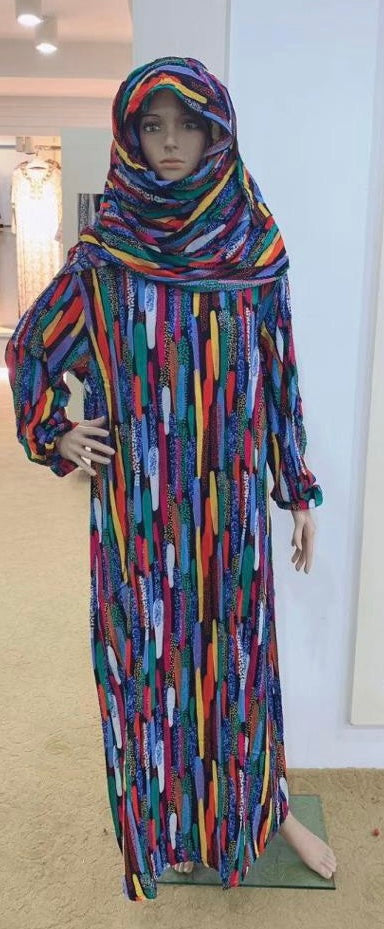 Prayer Dress with Attached Hijab - Colorful