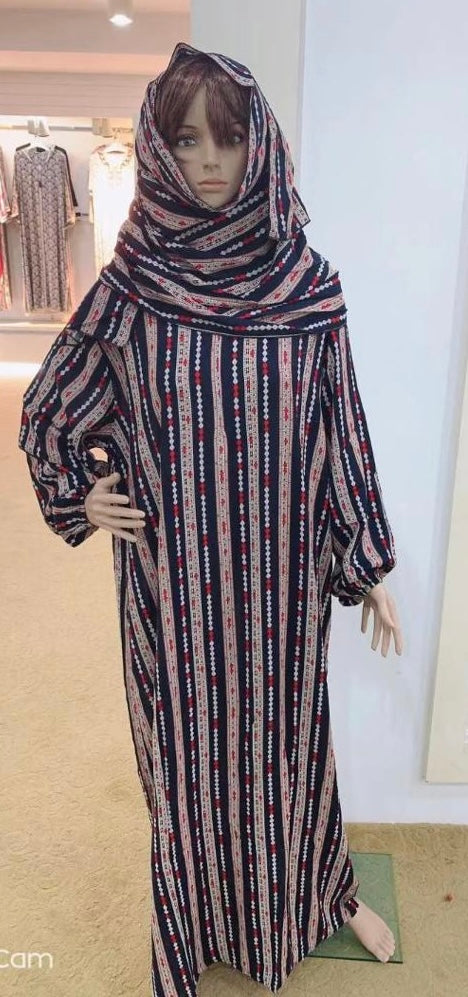 Prayer Dress with Attached Hijab - Aztec