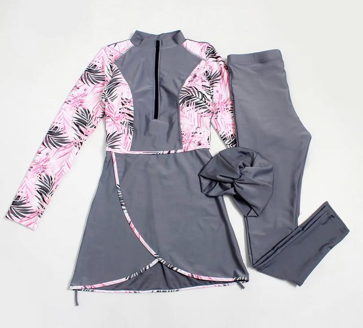 Pink Printed - Modest Swimsuit