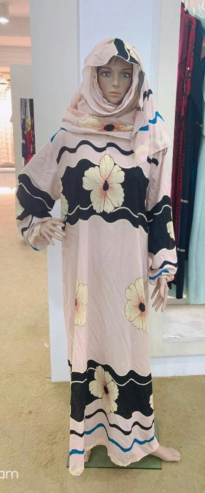 Prayer Dress with Attached Hijab - Floral